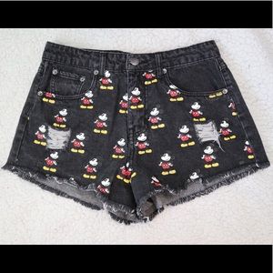 Mickey Mouse printed denim shorts